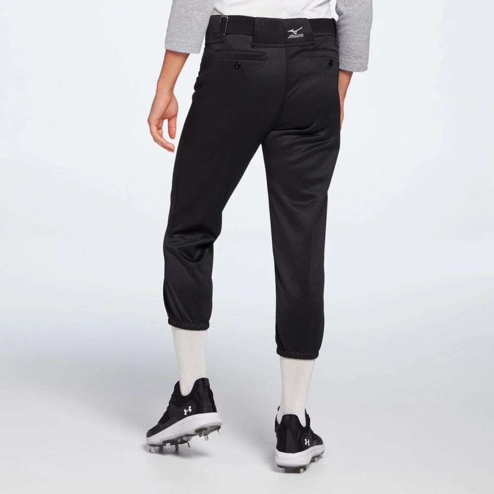 Mizuno Softball Women's L MVP Pro Black Pants Elastic Bottom Reinforced Knee NWT